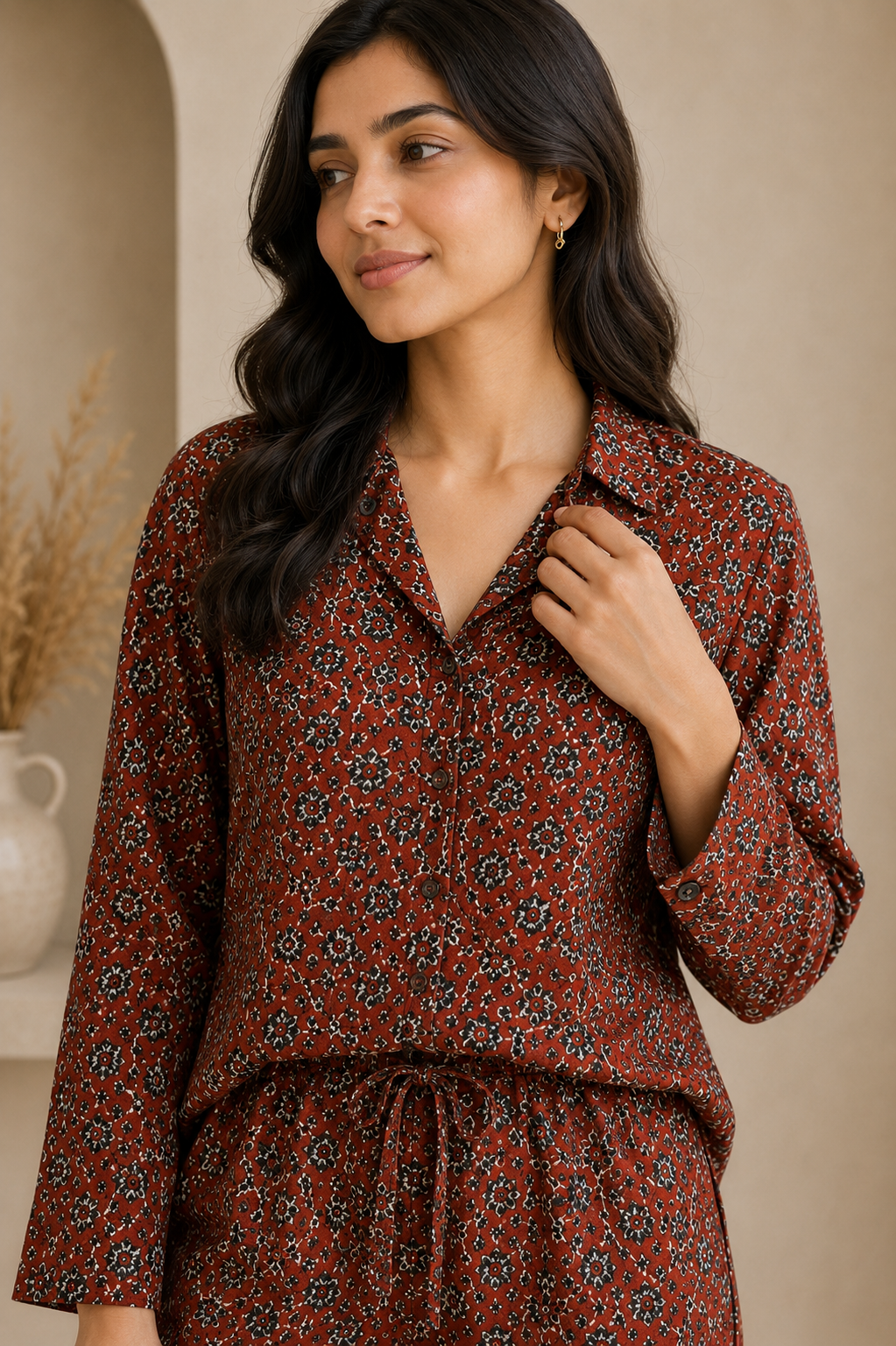 Printed Cotton Unstitched Cord Set Fabric