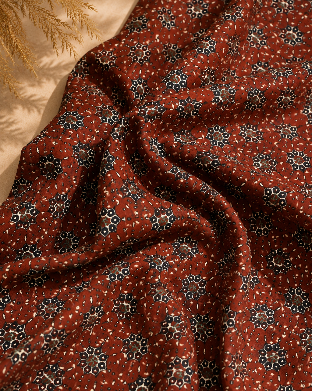Printed Cotton Unstitched Cord Set Fabric