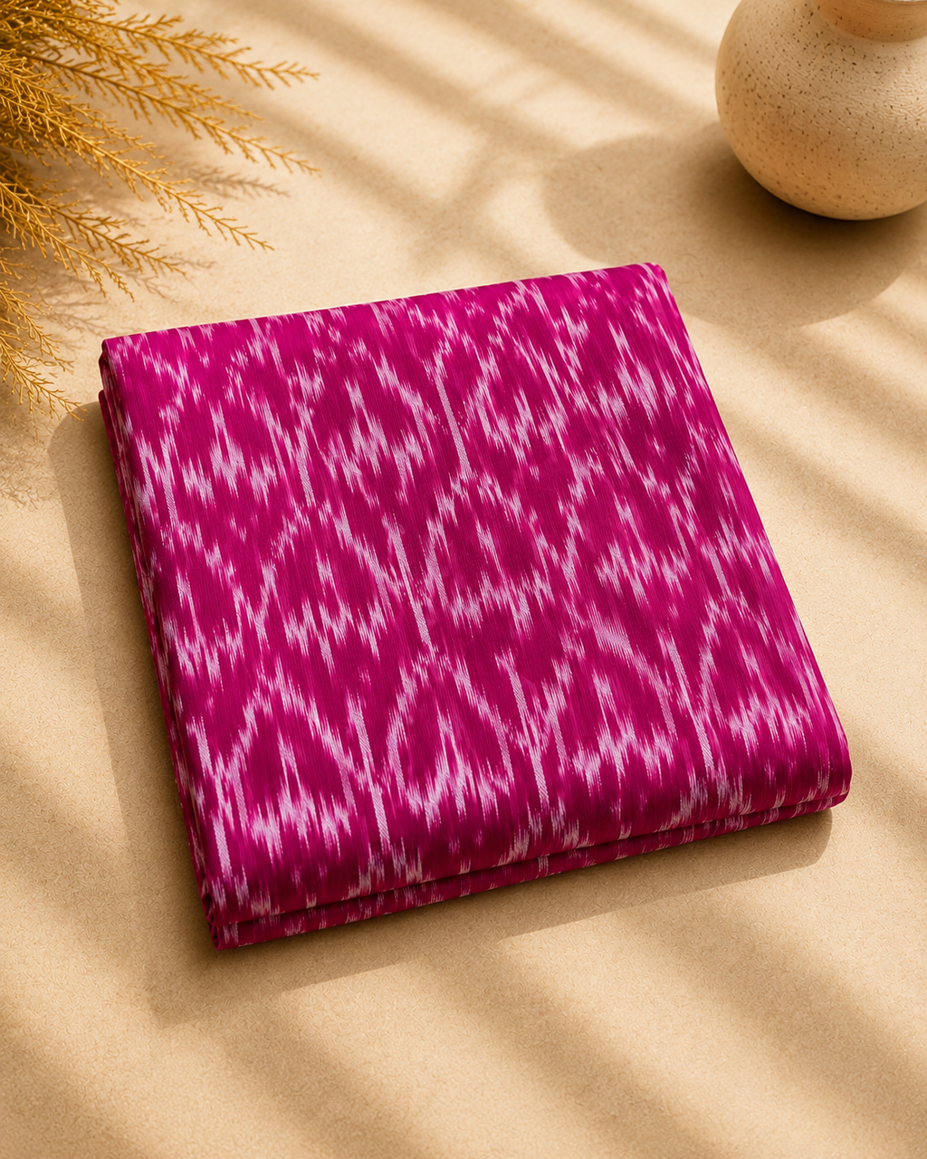 Ikat Printed Cotton Unstitched Cord Set Fabric