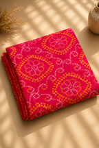 Rani Pink Bandhani Printed Premium Cotton Unstitched Fabric