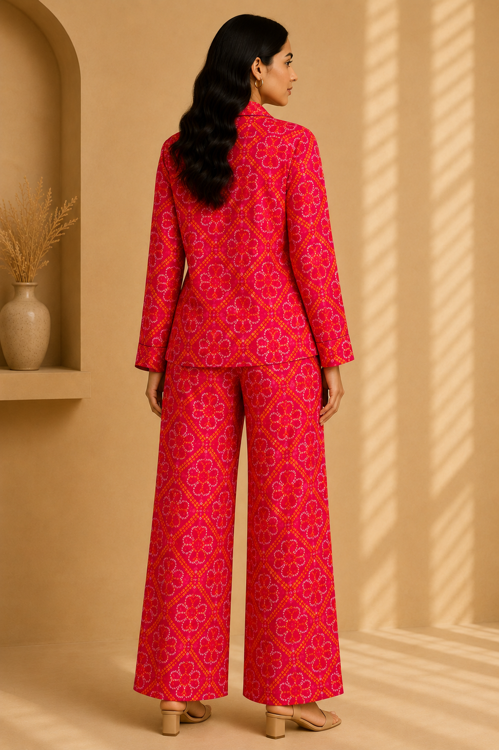Rani Pink Bandhani Printed Premium Cotton Unstitched Fabric