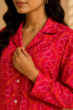 Rani Pink Bandhani Printed Premium Cotton Unstitched Fabric