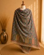 Olive Green Banarasi Tissue Georgette Heavy Embroidered Unstitched Suit Fabric Set With Designer Printed Dupatta & Bottom