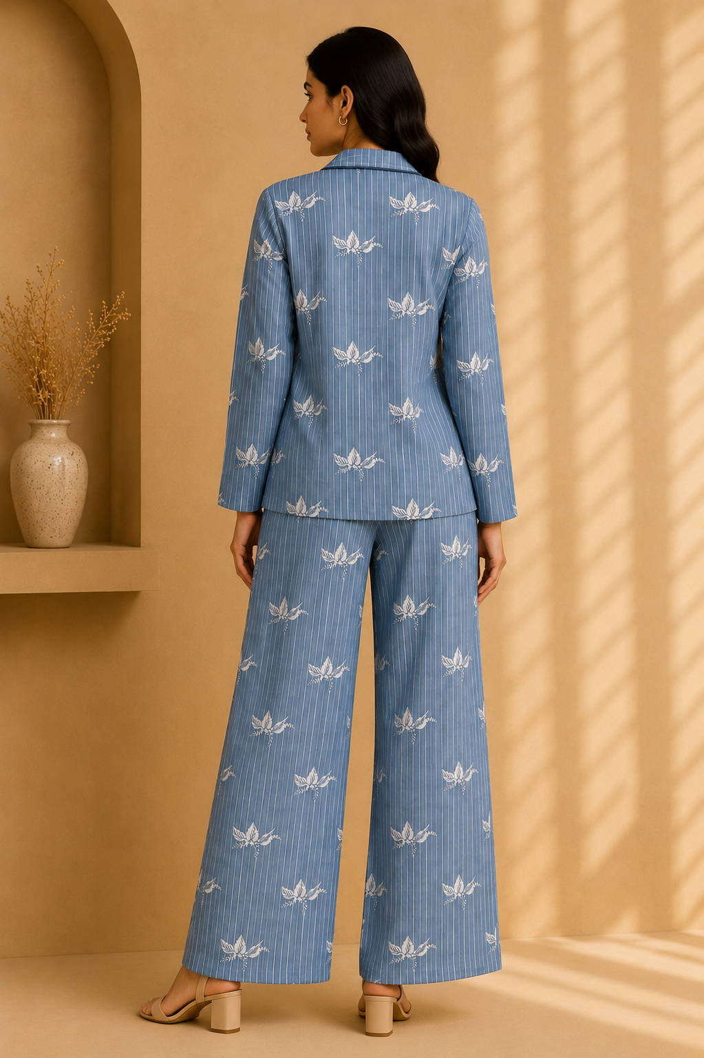 Steel Blue Floral Printed Unstitched Cotton Fabric | Premium Cotton Dress Material | Fabric for Co-Ord Set, Shirt, Kurti & Creative Stitching